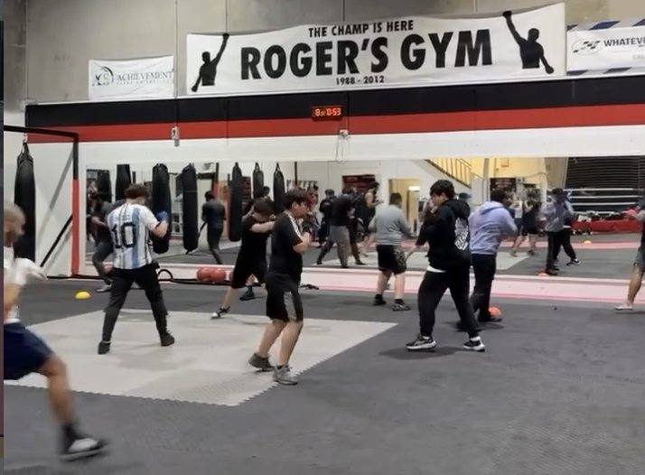 The Rogers Gym training floor in full session